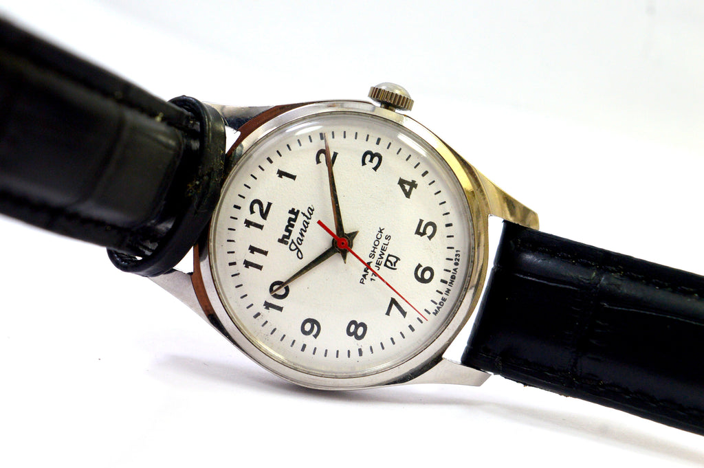 HMT JANATA WHITE DIAL ANALOG 17 JEWELS WRIST WATCH FOR MEN