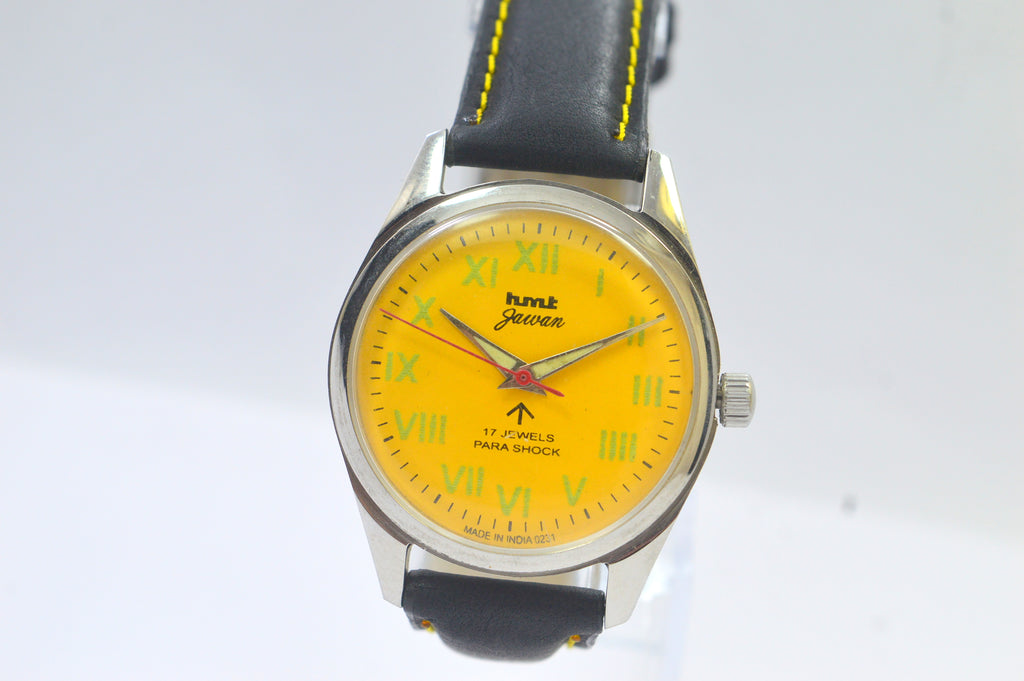 Hmt Jawan Yellow Dial Roman Figure Analog Wrist WAtch For Men's