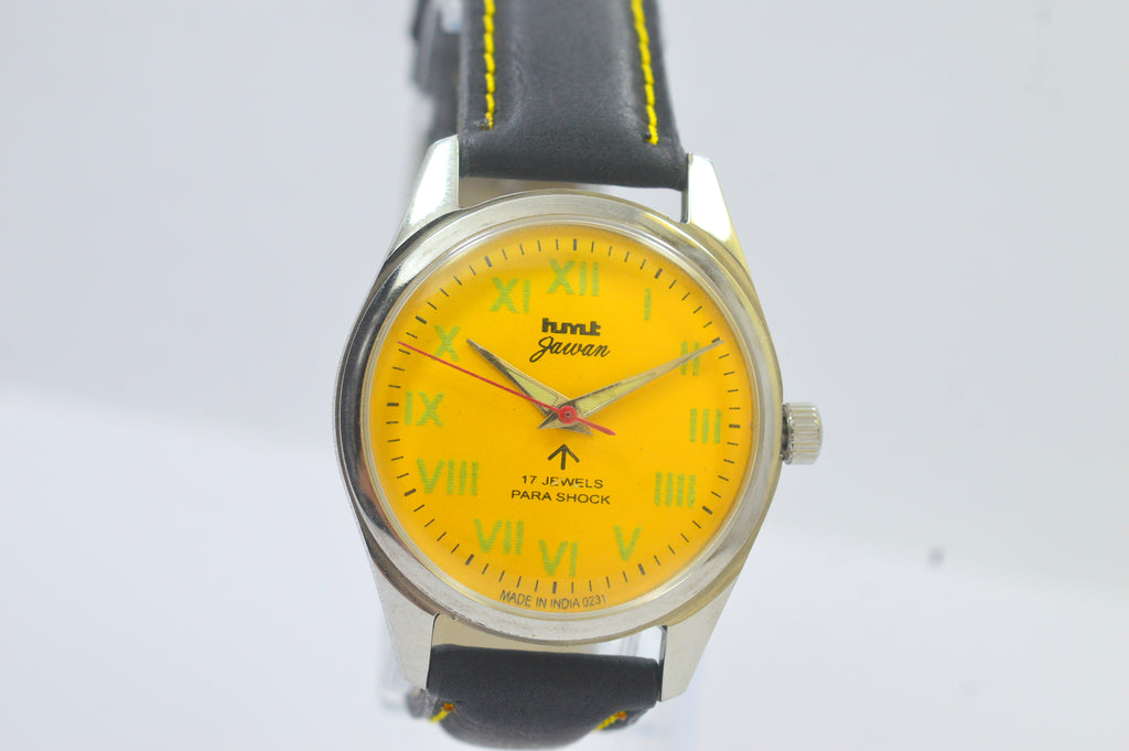 Hmt Jawan Yellow Dial Roman Figure Analog Wrist WAtch For Men's