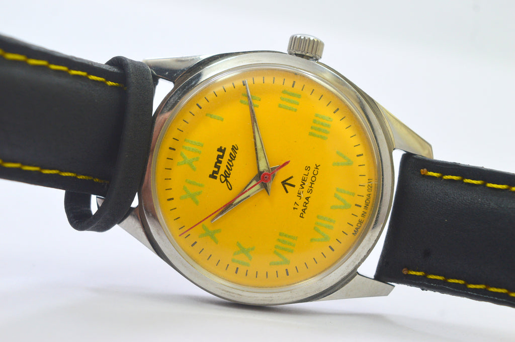 Hmt Jawan Yellow Dial Roman Figure Analog Wrist WAtch For Men's