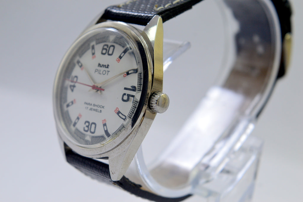 Hmt Pilot White Dial 17 Jewels Analog Wrist Watch For Men's
