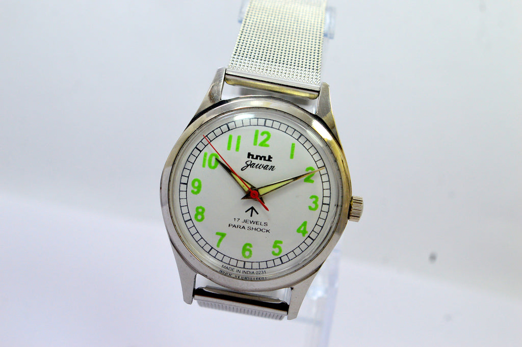 Hmt Jawan White Dial Analog 17 Jewels Wrist watch For Men