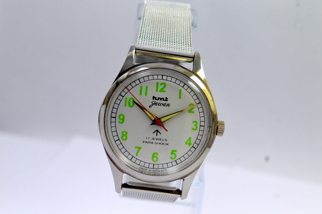 Hmt Jawan White Dial Analog 17 Jewels Wrist watch For Men