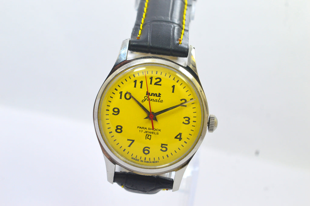 Hmt janata Yellow Dial Analog 17 Jewels Wrist Watch For Men