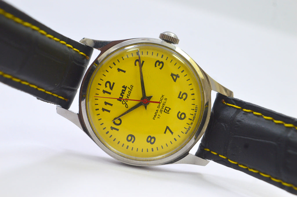 Hmt janata Yellow Dial Analog 17 Jewels Wrist Watch For Men