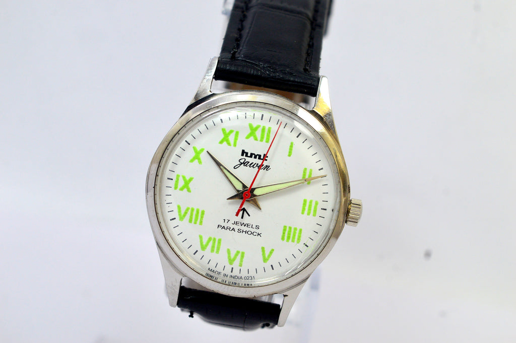 Hmt Jawan White Dial 17 Jewels Analog Wrist Watch For Men