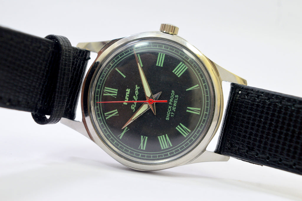 Hmt Pilot Black Dial 17 Jewels Analog Wrist Watch for Men