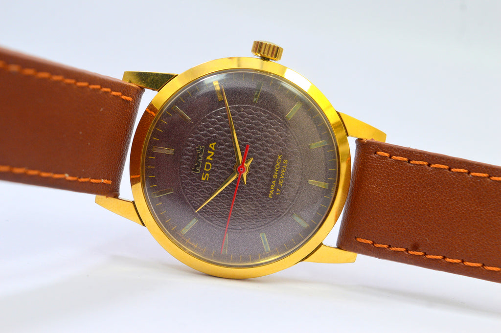 Hmt Sona Brown Dial 17 Jewels Analog Wrist Watch For Mens