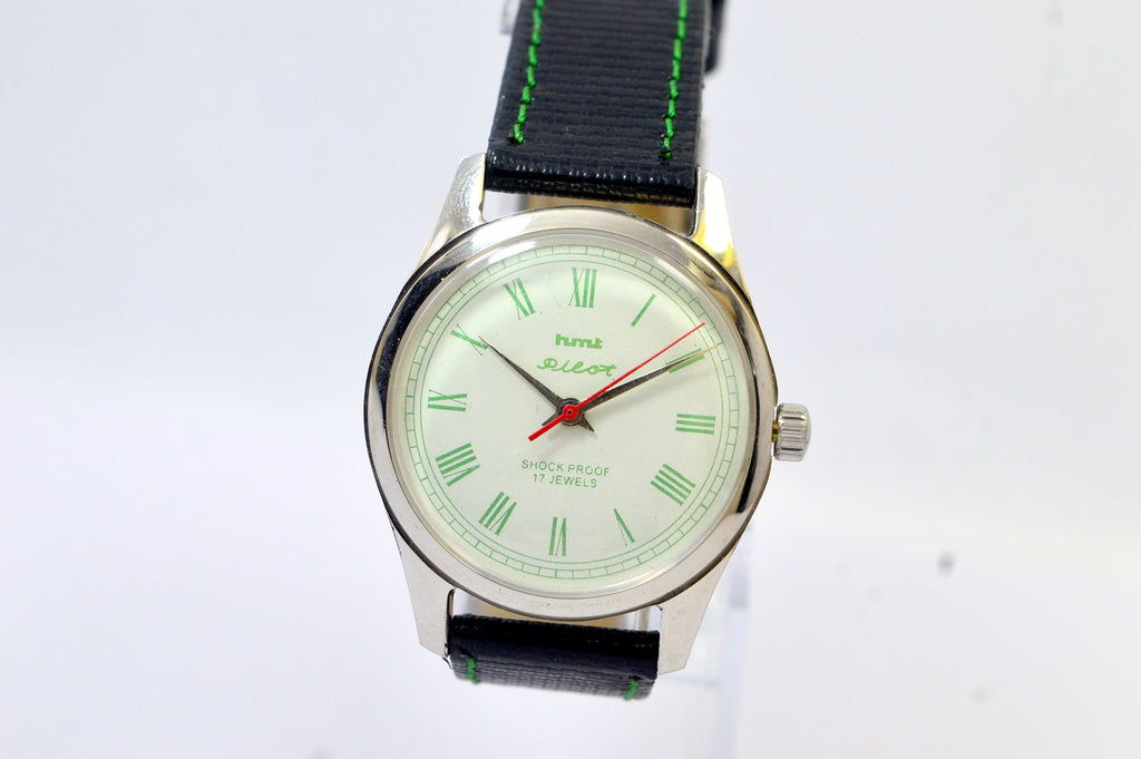 Hmt Pilot White Dial 17 Jewels Analog Wrist Watch For Men