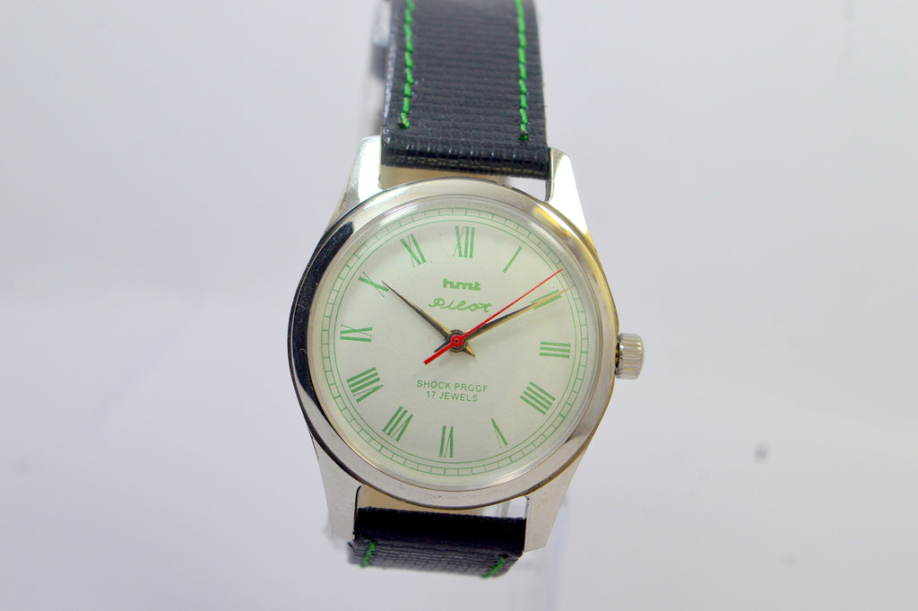 Hmt Pilot White Dial 17 Jewels Analog Wrist Watch For Men
