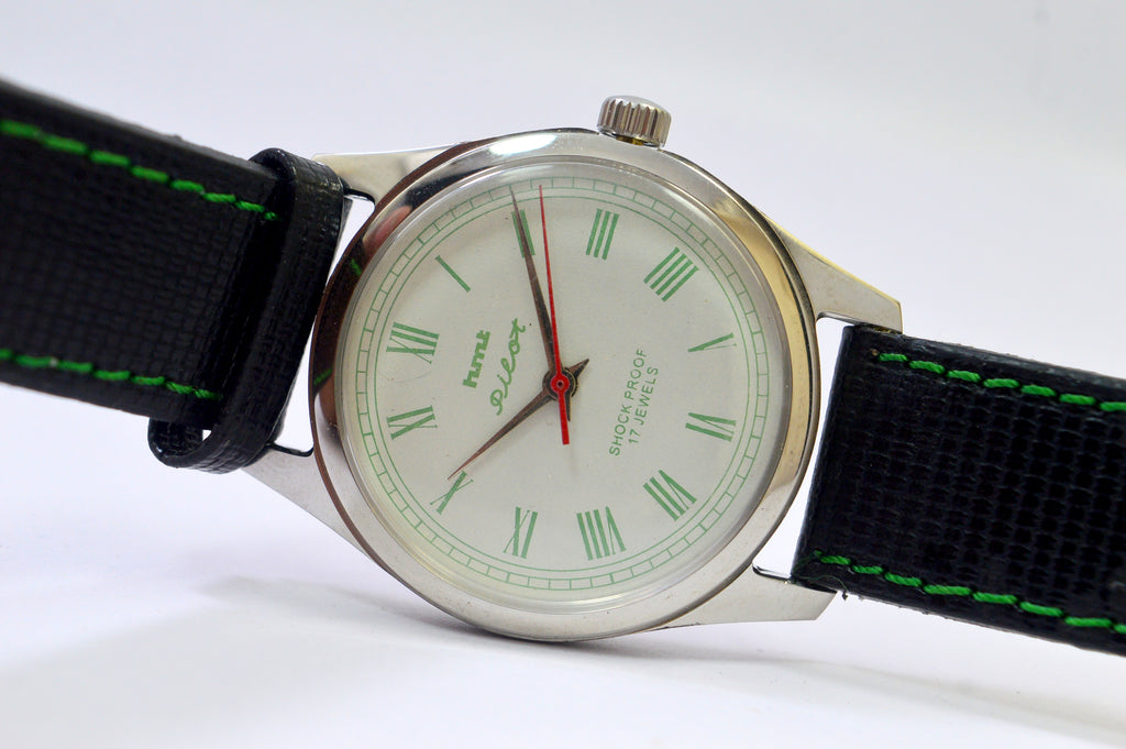 Hmt Pilot White Dial 17 Jewels Analog Wrist Watch For Men