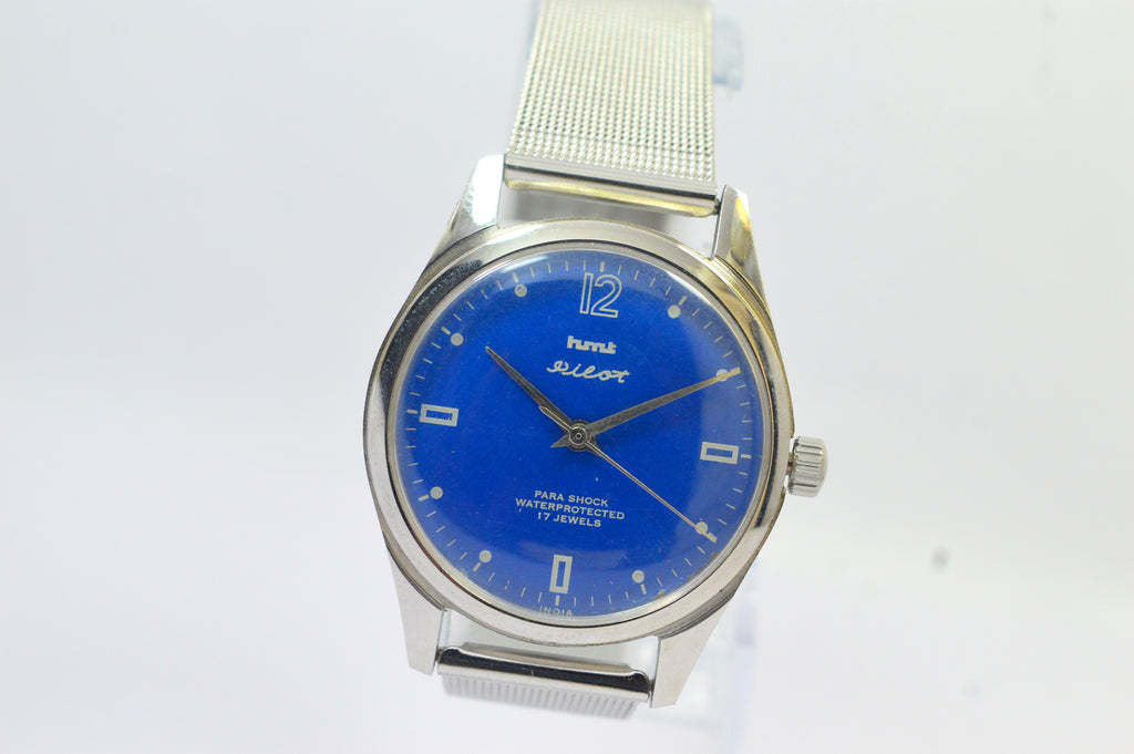 Hmt Pilot Blue Dial 17 Jewels Analog Wrist Watch For Men