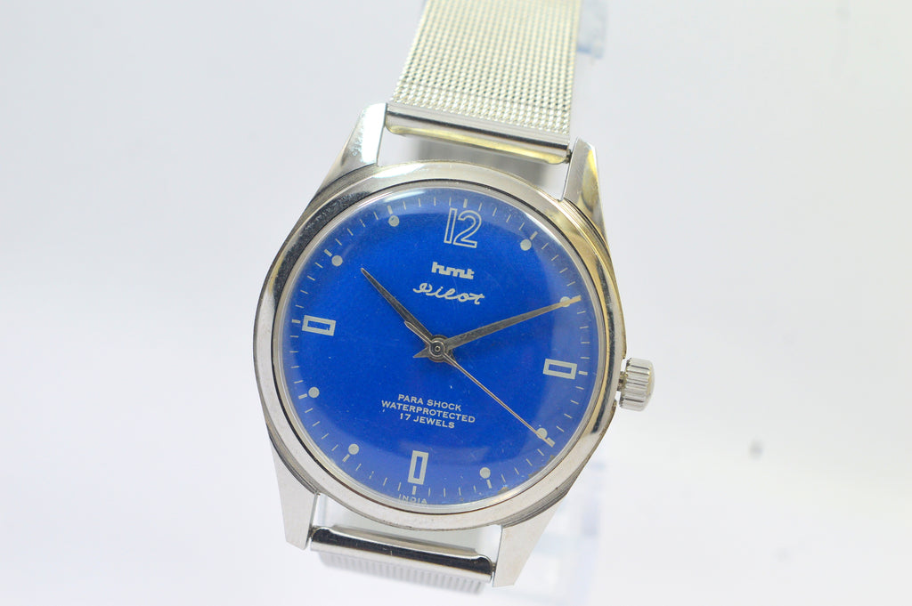 Hmt Pilot Blue Dial 17 Jewels Analog Wrist Watch For Men