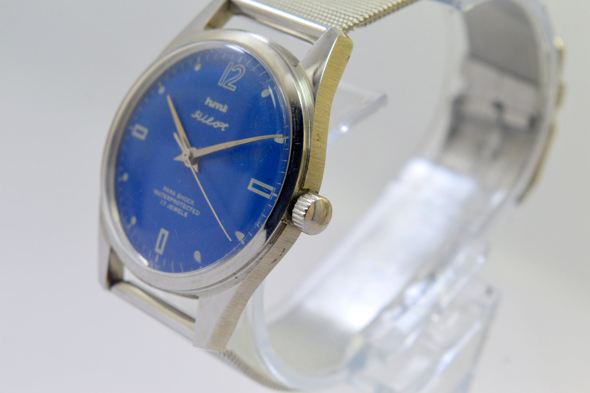 Hmt Pilot Blue Dial 17 Jewels Analog Wrist Watch For Men