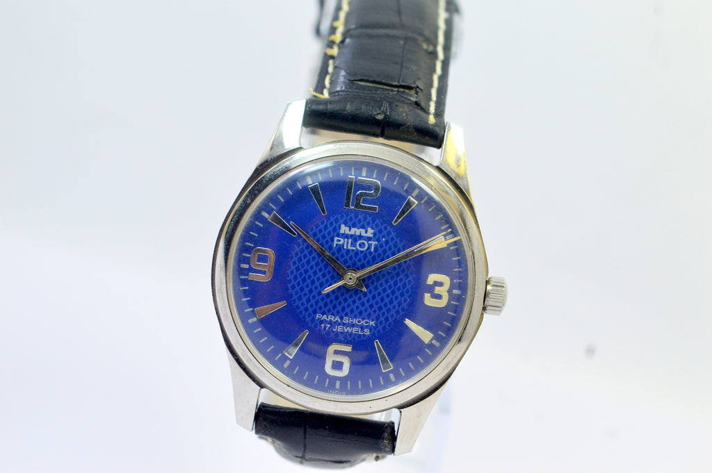 Hmt Pilot Blue Dial 17 Jewels Analog Wrist Watch For Men
