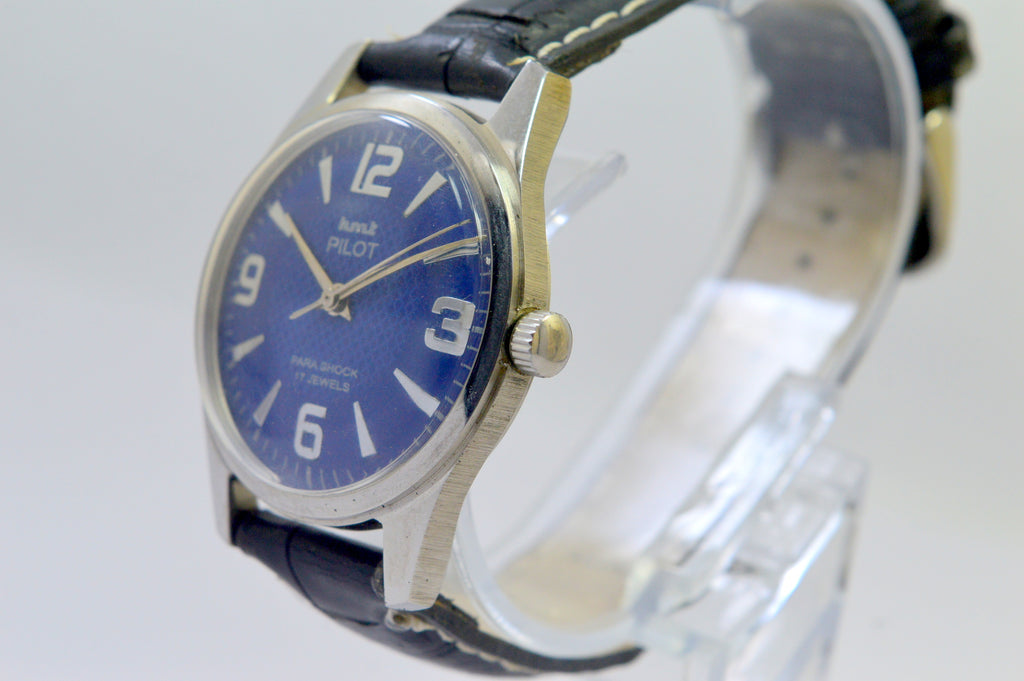 Hmt Pilot Blue Dial 17 Jewels Analog Wrist Watch For Men