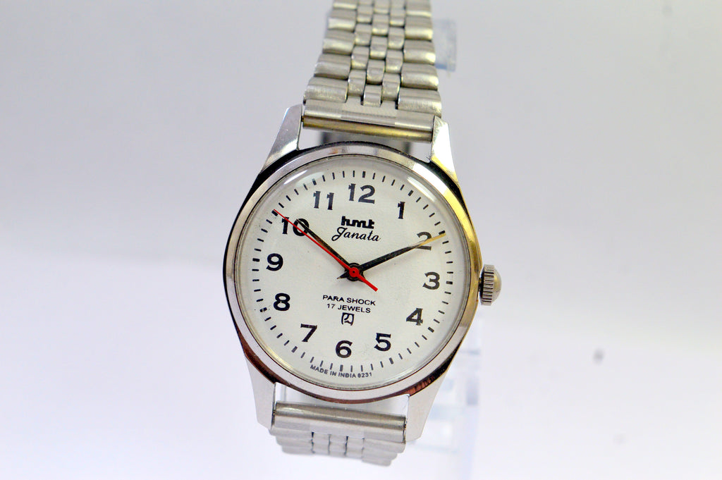 Hmt Janata White Dial 17 Jewels Analog Wrist Watch For Men
