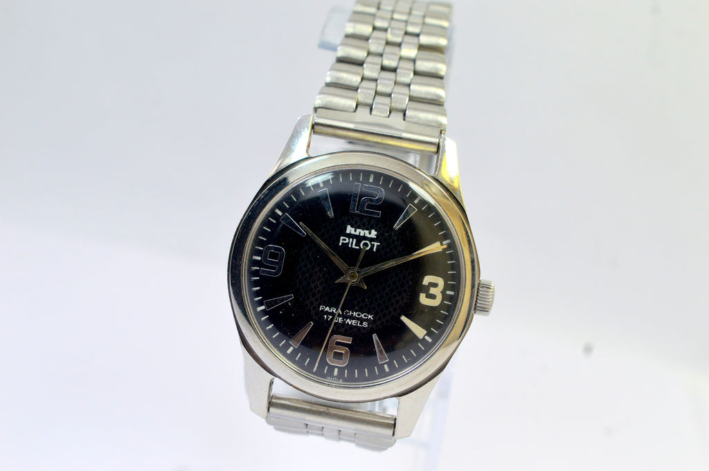 Hmt Pilot Black Dial 17 Jewels Analog Wrist Watch For Men