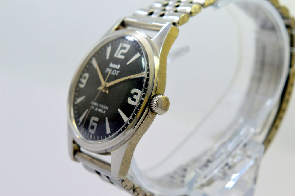 Hmt Pilot Black Dial 17 Jewels Analog Wrist Watch For Men